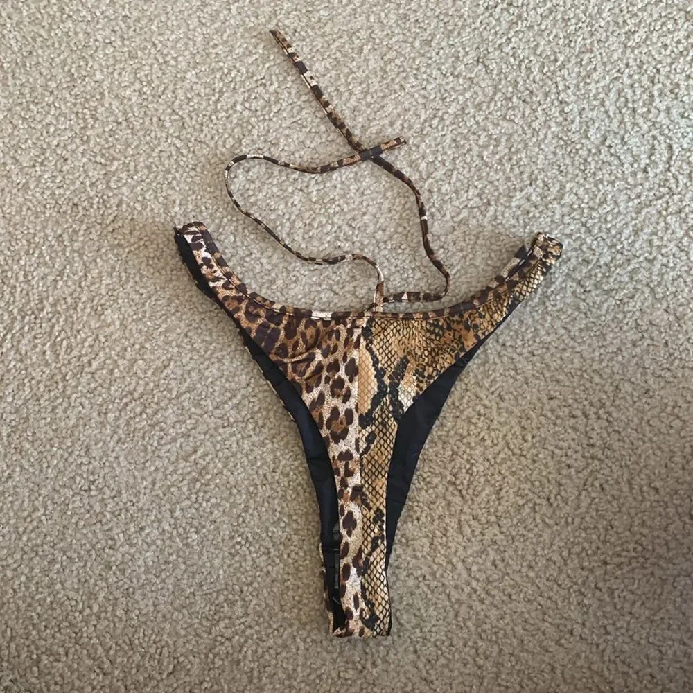 Leopard Print Bikini Bottoms Size L